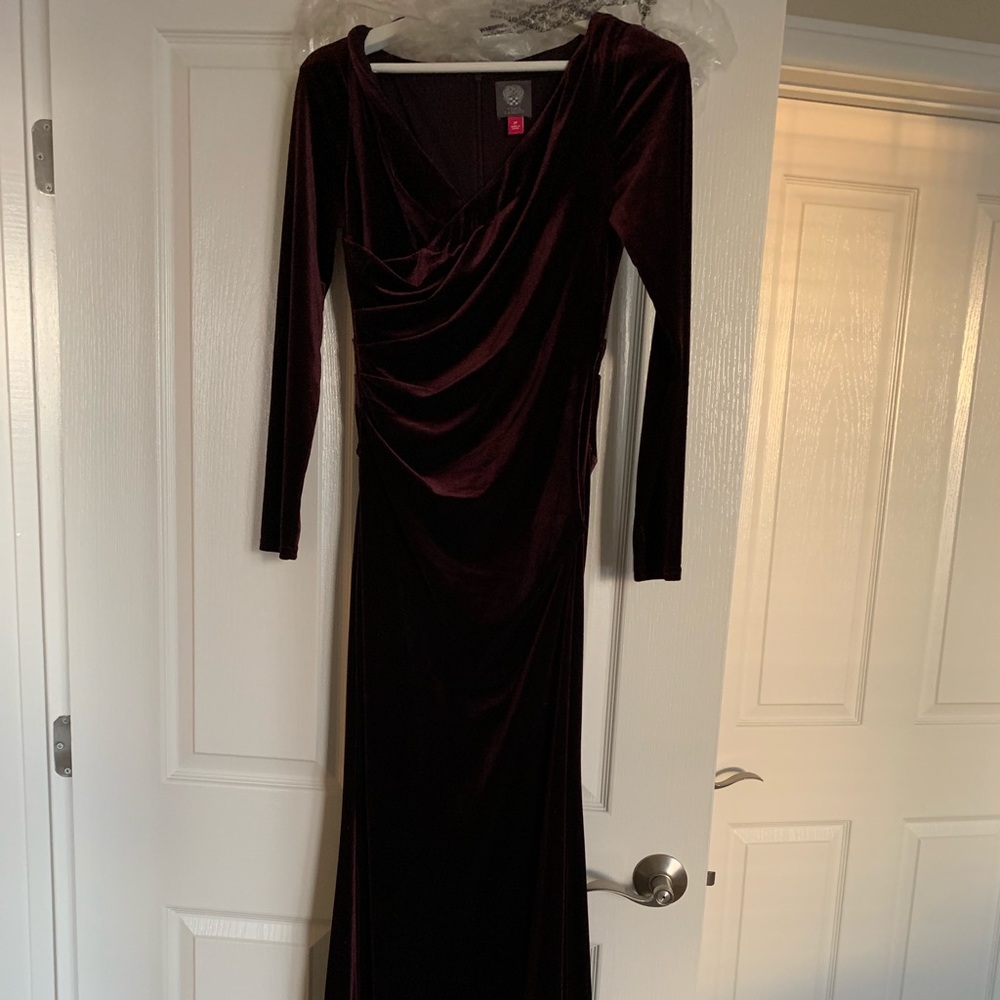 Vince Camuto- Maroon Velvet Gown Size 2P